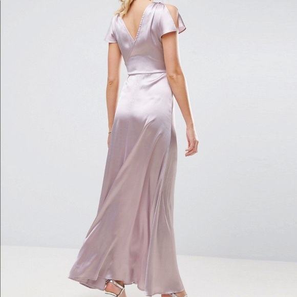 ASOS premium lilac wrap satin maxi dress sz 4 sm - Picture 4 of 4